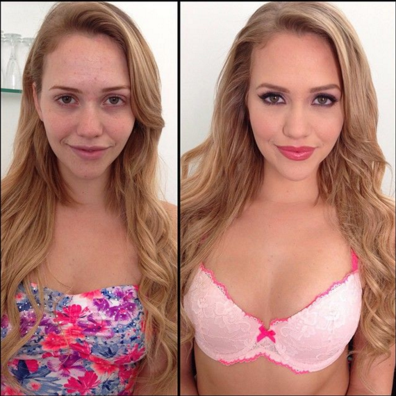 Actress of adult movie before and after make-up (photo) .