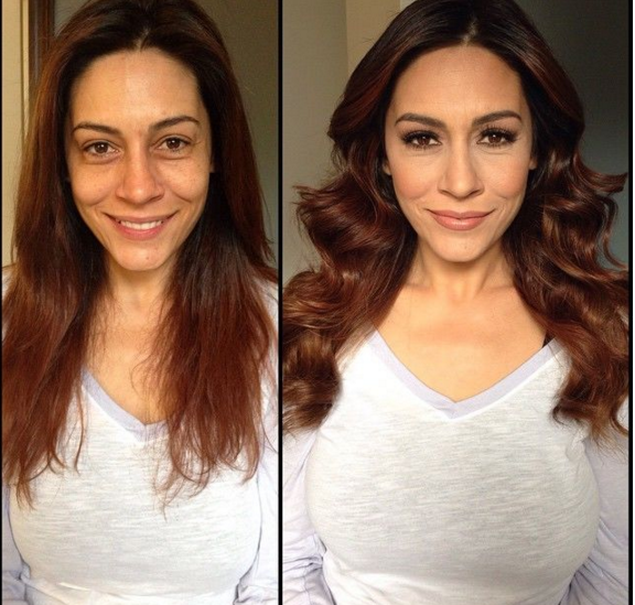 Actress of adult movie before and after make-up (photo) .