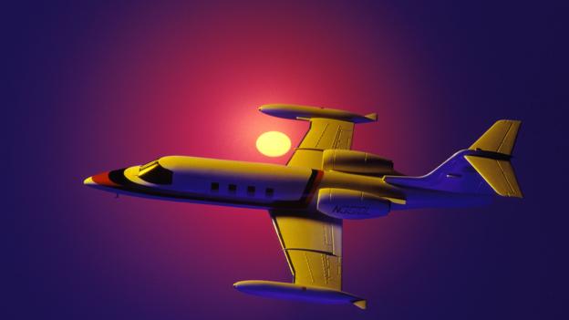 A3F259 model Learjet sunset