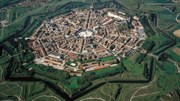 F0297C Aerial view of Palmanova - Province of Udine, Friuli-Venezia Giulia Region, Italy