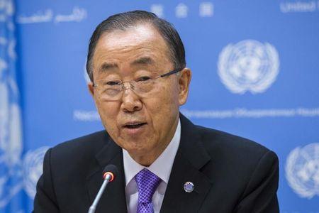 United Nations Secretary General Ban Ki-moon addresses the media ahead of the U.N. General Debate at U.N. headquarters in New York September 16, 2015.   REUTERS/Lucas Jackson