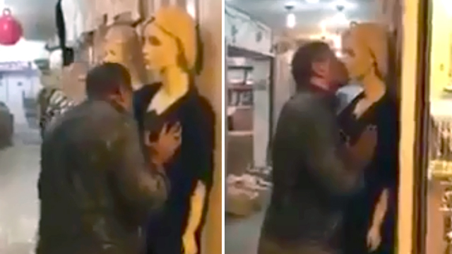 Muslim man falls in love with blonde mannequin (Video)
