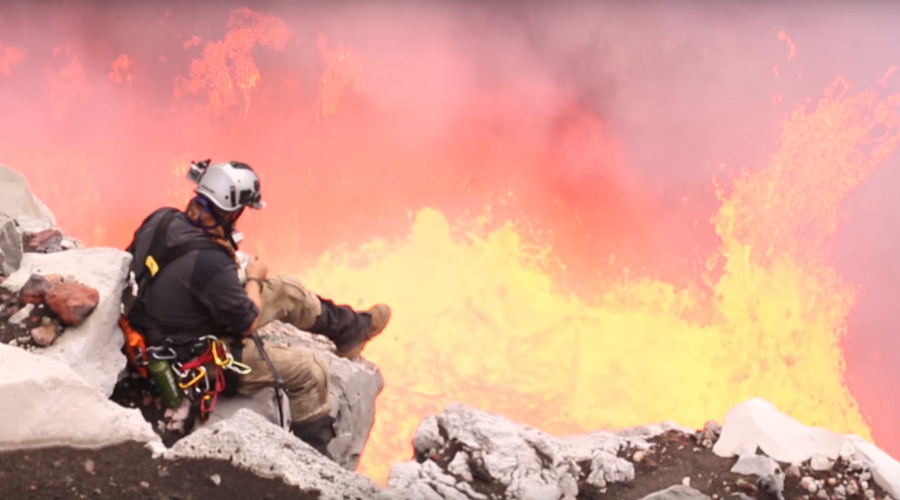 That’s s’more like it: Man toasts treat over violent lava crater (Video)