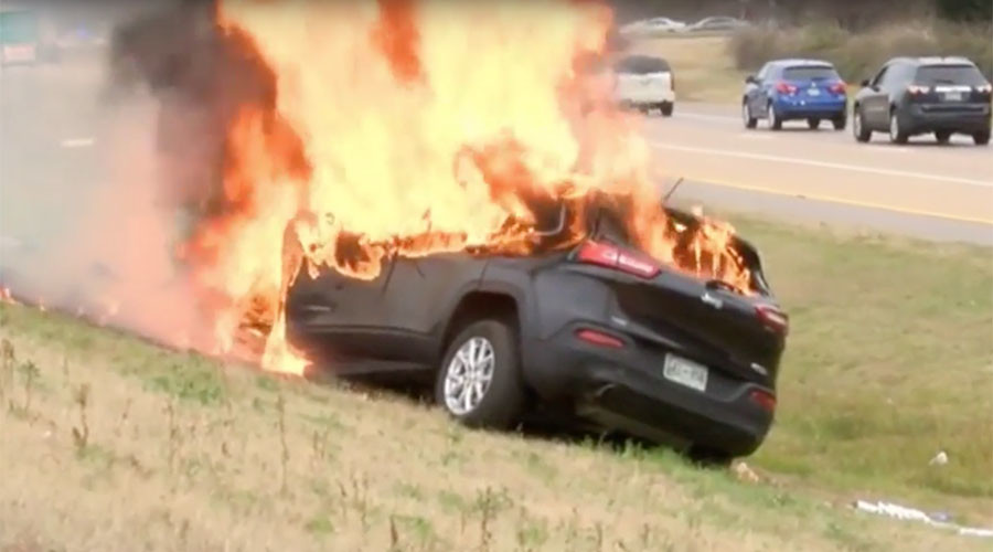 ‘That’s God’: Driver, bible survive huge car inferno (VIDEO)
