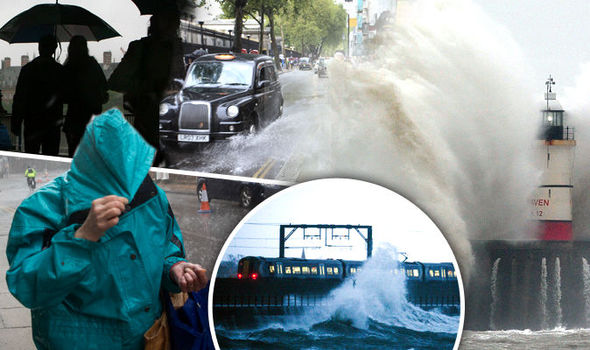 Bank Holiday Monday WASHOUT: Weather warning as Storm Katie batters UK with 70mph winds