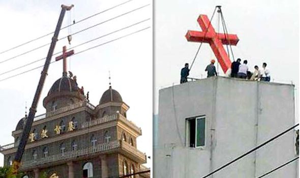 Horror as China tears down THOUSANDS of crucifixes in crude bid to eradicate Christianity