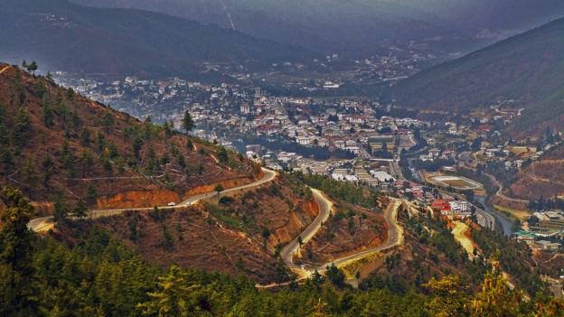 Thimphu view, Bhutan. Thimphu is the capital and largest city of Bhutan.