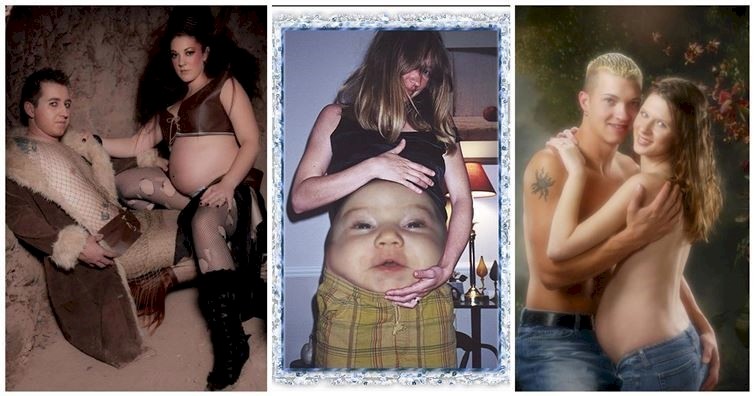 16 most bizarre photos of future mothers and their husbands (17 photos)