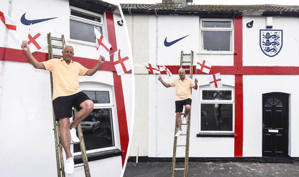 Just in time for the Euros! England fan paints his home to look like a FOOTBALL SHIRT