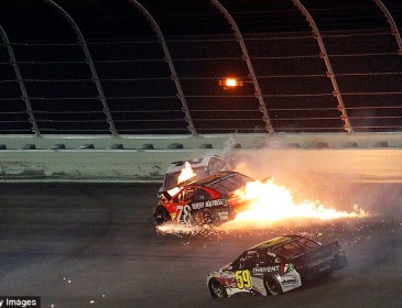 Car Goes Up In a Massive Fireball At Nascar Race After Two STARS Crash Into Each Other