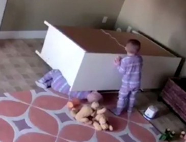 Boy, 2, saves his twin from being crushed by fallen dresser