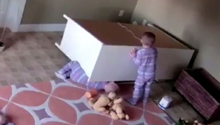 Boy, 2, saves his twin from being crushed by fallen dresser